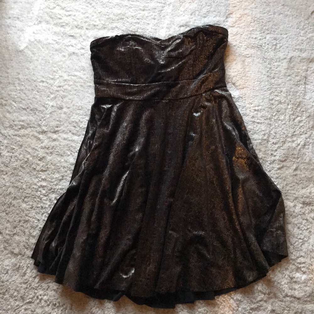 Free People Black Glitter Strapless Dress